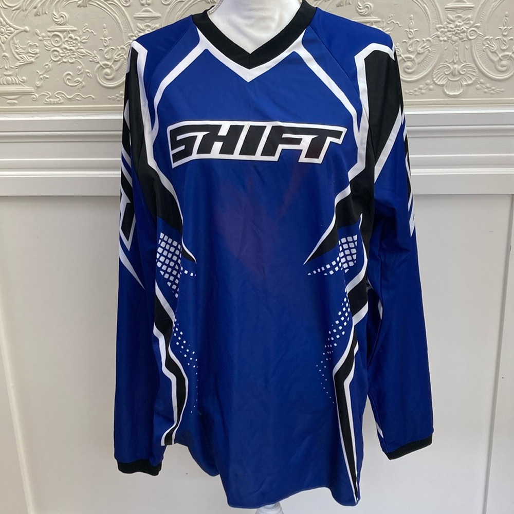 Shift Men’s Motorcycle Racing Jersey Blue & Black Long Sleeve Motocross – Size M - Picture 5 of 8